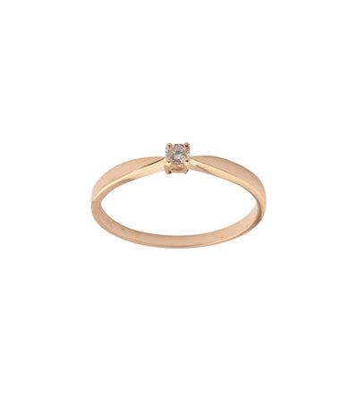 L&G Solitaire Ring 14 kt. Guld 4 Greb m. Brillant 0,09 ct.