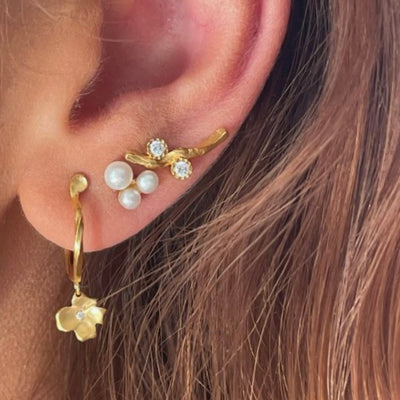Stine A Flow with Two Stones Single Ørering Forgyldt Sølv
