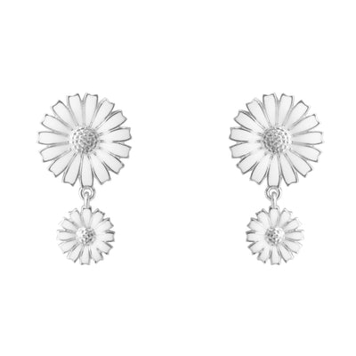 Georg Jensen Daisy Dobbelt Øreringe Rhodineret Sølv
