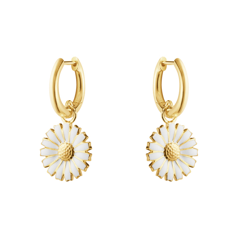 Georg Jensen Daisy Creol Øreringe Forgyldt Sølv 13 mm.