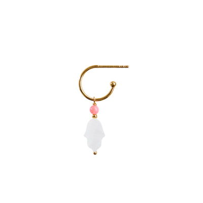 Stine A Sweet Hamsa with Coral Single Ørering Forgyldt Sølv