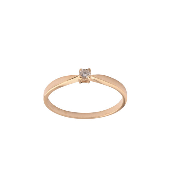 L&G Solitaire Ring 14 kt. Guld 4 Greb m. Brillant 0,05 ct.