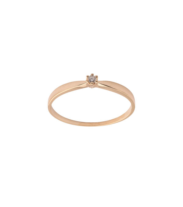 L&G Solitaire Ring 14 kt. Guld 6 Greb m. Brillant 0,03 ct.