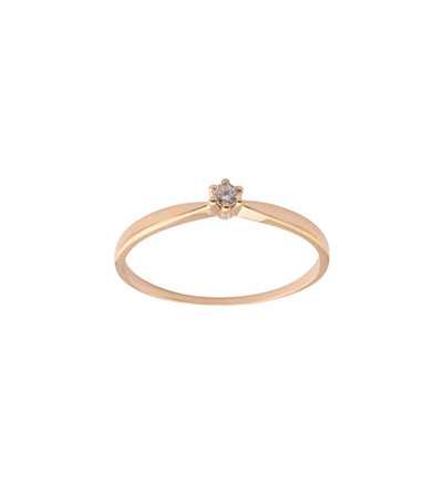 L&G Solitaire Ring 14 kt. Guld 6 Greb m. Brillant 0,05 ct.
