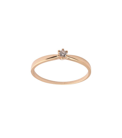 L&G Solitaire Ring 14 kt. Guld 6 Greb m. Brillant 0,15 ct.