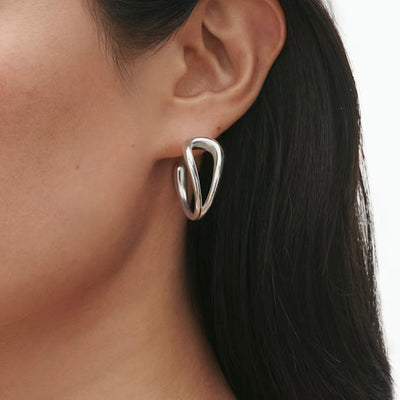 Georg Jensen Mercy Swirl Hoop Creol Øreringe Sølv