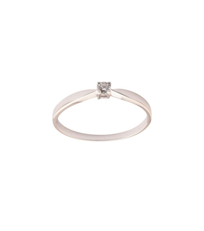 L&G Solitaire Ring 14 kt. Hvidguld 4 Greb m. Brillant 0,07 ct.