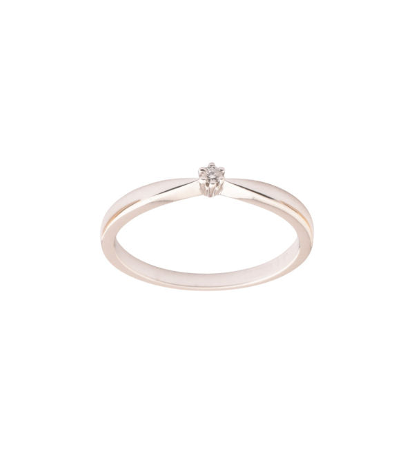 L&G Solitaire Ring 14 kt. Hvidguld 6 Greb m. Brillant 0,03 ct.