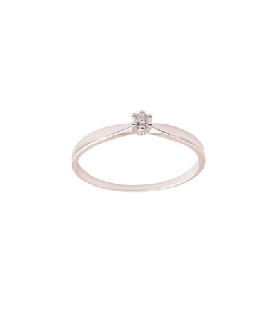 L&G Solitaire Ring 14 kt. Hvidguld 6 Greb m. Brillant 0,05 ct.