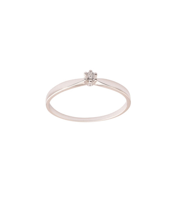 L&G Solitaire Ring 14 kt. Hvidguld 6 Greb m. Brillant 0,05 ct.