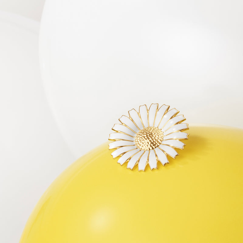 Georg Jensen Daisy Limited Edition Tronskifte Mindebroche Forgyldt Sølv 43 mm.