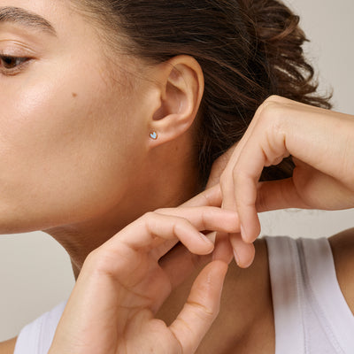 Enamel Amore Steel Blue Øreringe Forgyldt Sølv