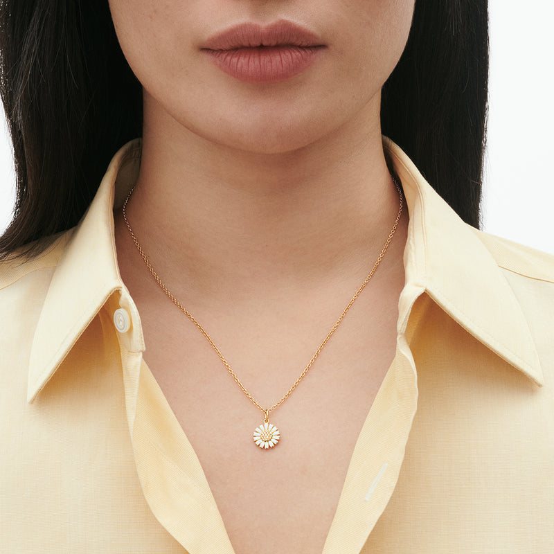 Georg Jensen Daisy Halskæde Forgyldt Sølv m. Emalje 11 mm.