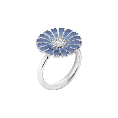 Georg Jensen Daisy Ring Sølv m. Blå Emalje 18 mm.