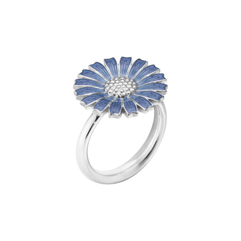 Georg Jensen Daisy Ring Sølv m. Blå Emalje 18 mm.