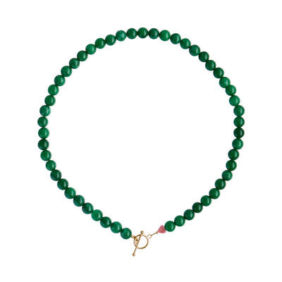 Stine A Cherrie Bon Bon, Happy Green Halskæde Forgyldt Sølv m. Grøn Jade