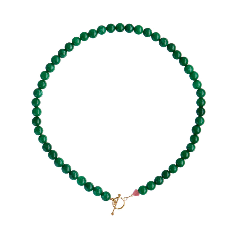 Stine A Cherrie Bon Bon, Happy Green Halskæde Forgyldt Sølv m. Grøn Jade