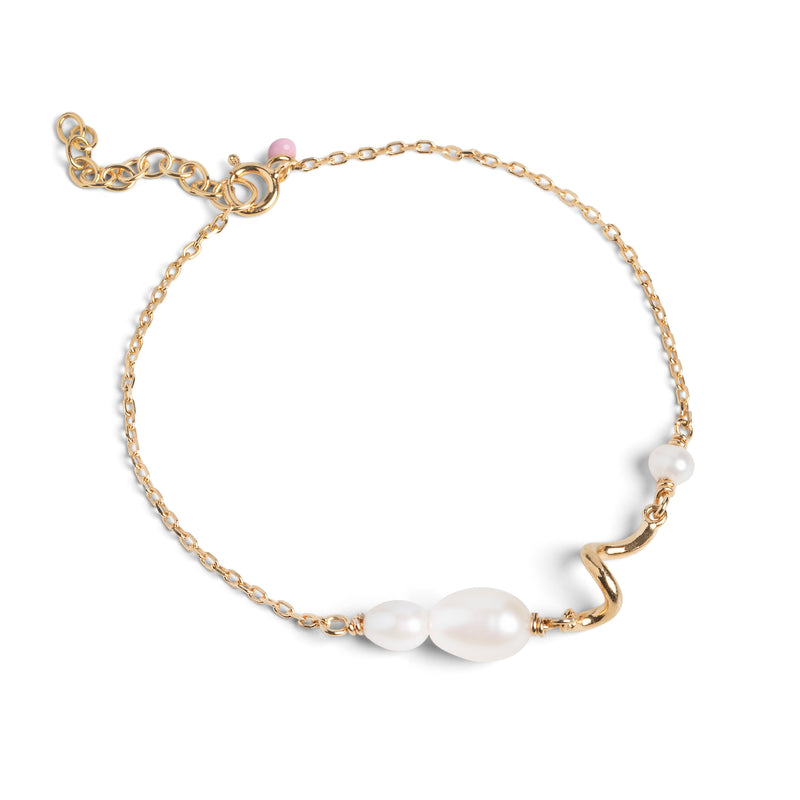 Enamel Pearlie Twist Armbånd Forgyldt Sølv