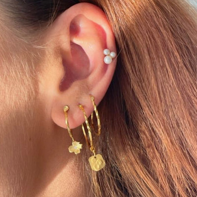 Stine A Flow with Hammered Pendant Creol Ørering Forgyldt Sølv