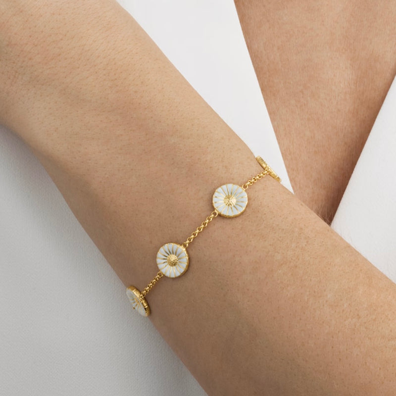Georg Jensen Daisy Armbånd Forgyldt Sølv m. Emalje 11 mm.