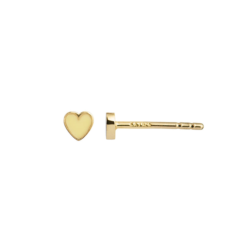 Stine A Petit Love Heart Enamel Ørering Yellow Forgyldt Sølv