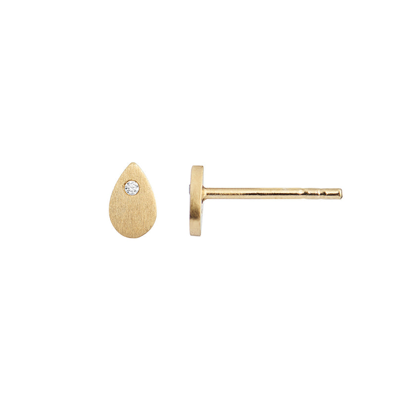 Stine A Petit Sparkling Teardrop Ørering Forgyldt Sølv