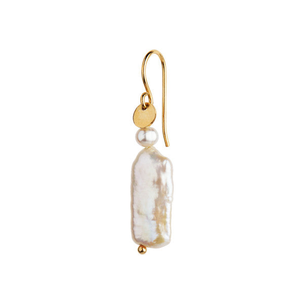 Stine A Long Baroque Pearl White Sorbet Ørering Forgyldt Sølv