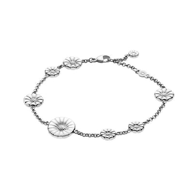 Georg Jensen Daisy Armbånd - Rhodineret Sølv m. Emalje