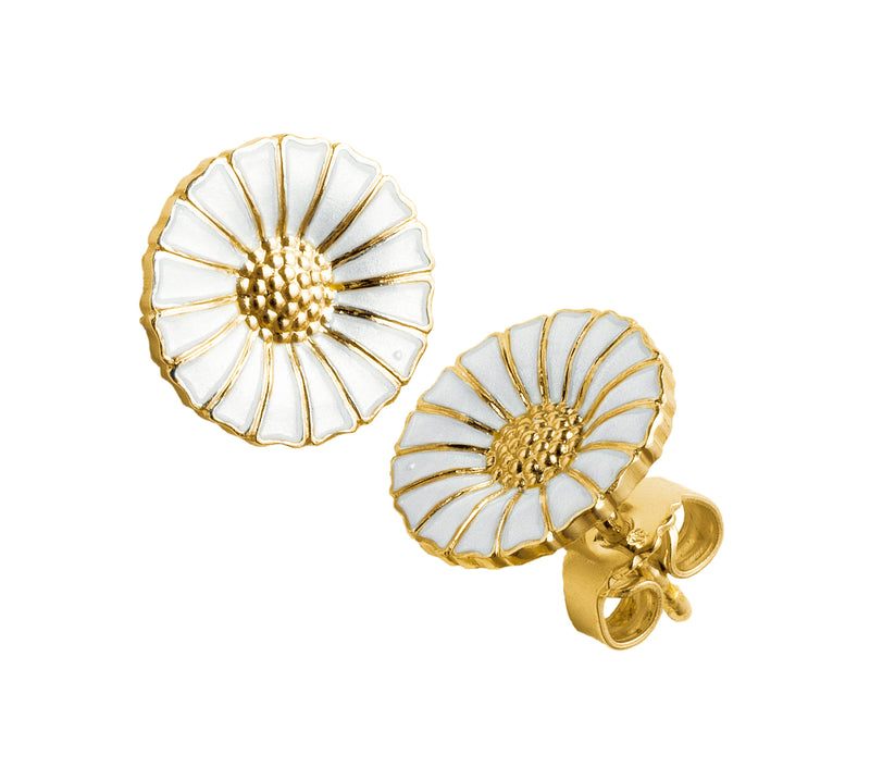 Georg Jensen Daisy Øreringe Forgyldt Sølv m. Emalje 11 mm
