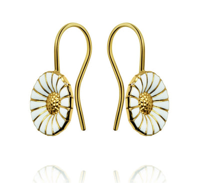 Georg Jensen Daisy Øreringe, 11 mm. - Forgyldt Sølv m. Emalje