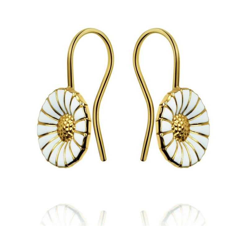 Georg Jensen Daisy Øreringe, 11 mm. - Forgyldt Sølv m. Emalje