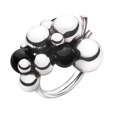 Georg Jensen Moonlight Grapes Ring Large Sølv m. Onyx