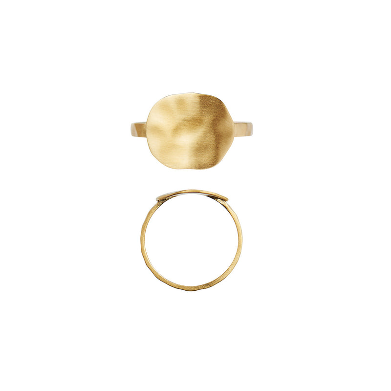 Stine A Hammered Coin Ring Forgyldt Sølv