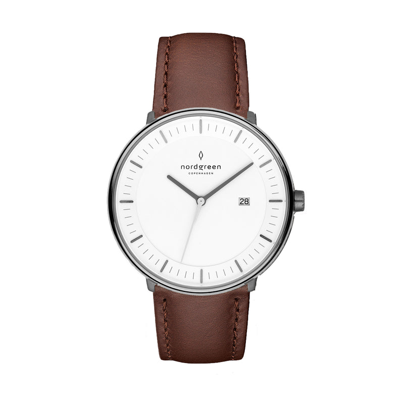 Nordgreen - Philosopher Unisex Ur - Stål/Gun Metal m. Læderrem