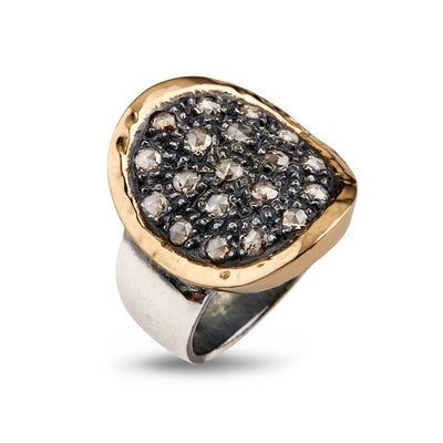 By Birdie Topkapi Ring Oxideret Sølv m. 14 kt. Guld & Diamanter 0,95 ct.