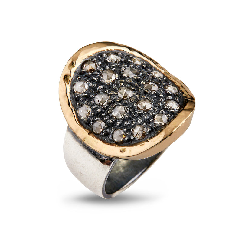 By Birdie Topkapi Ring Oxideret Sølv m. 14 kt. Guld & Diamanter 0,95 ct.