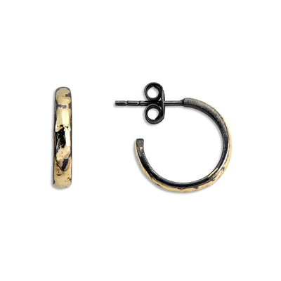 By Birdie Roman Hoop Large Creol Øreringe Oxideret Sølv m. 18 kt. Guld