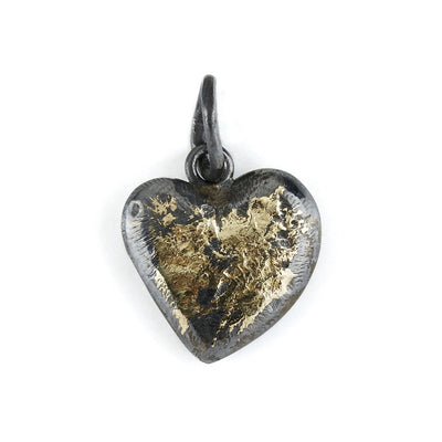 By Birdie Urban Heart Vedhæng Oxideret Sølv m. 18 kt. Guld