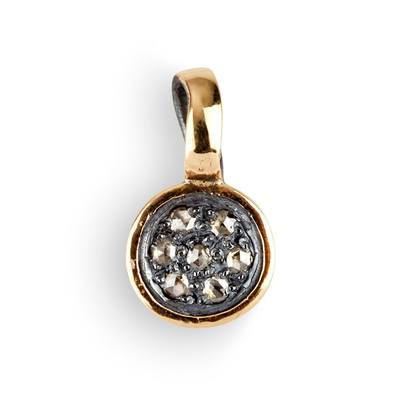 By Birdie Topka Small Vedhæng Oxideret Sølv m. 14 kt. Guld & Diamanter