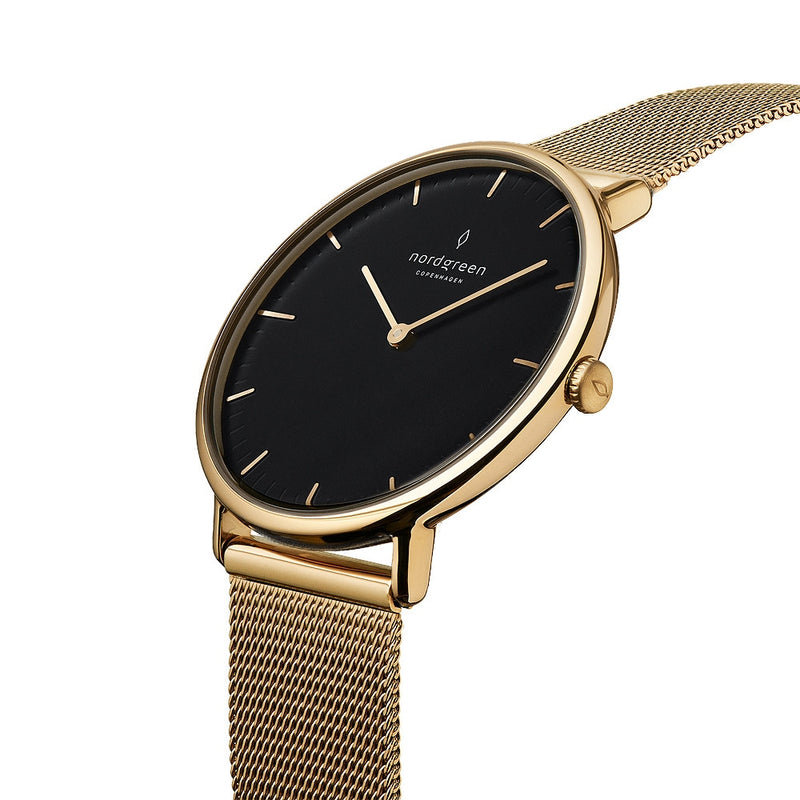 Nordgreen - Native Unisex Ur - Guld m. Mesh Lænke