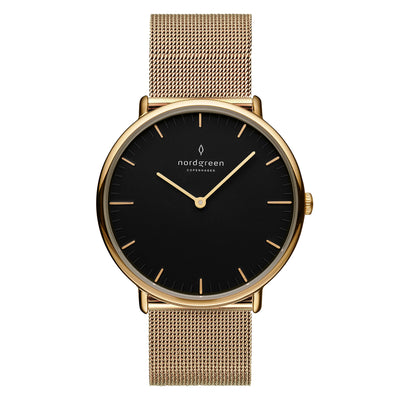 Nordgreen - Native Unisex Ur - Guld m. Mesh Lænke