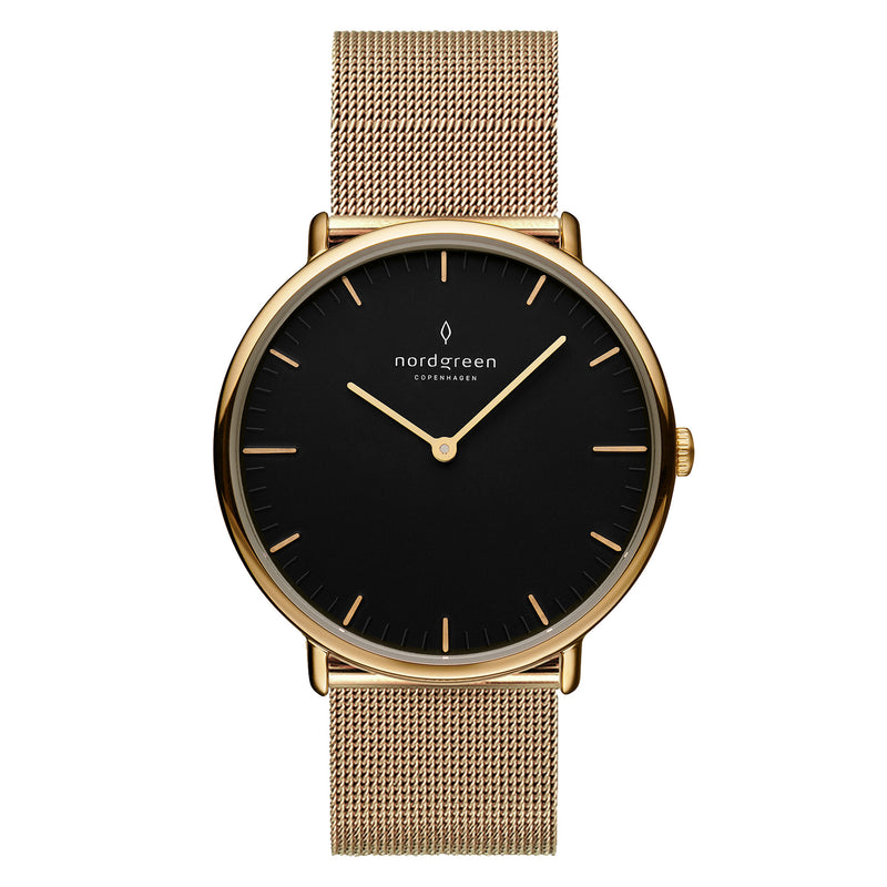 Nordgreen - Native Unisex Ur - Guld m. Mesh Lænke
