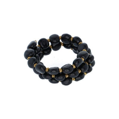 Kazuri Tiny Smartie Black Armbånd Keramik
