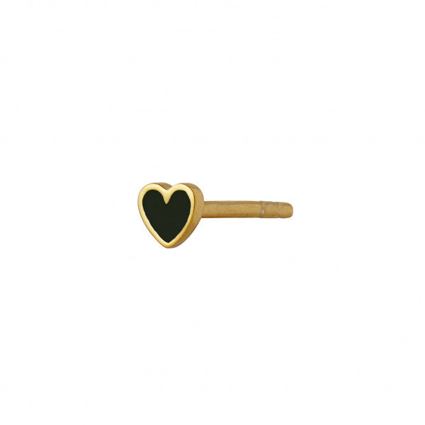 Stine A Petit Love Heart Black Ørering Forgyldt Sølv