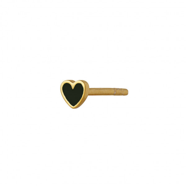 Stine A Petit Love Heart Black Single Ørering Forgyldt Sølv