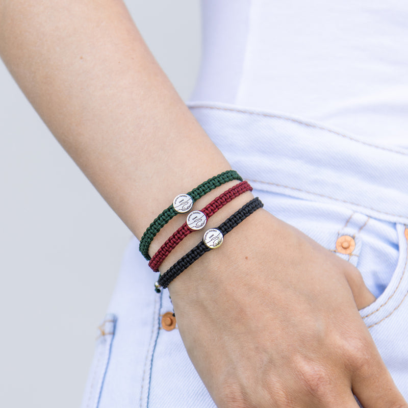 NOA - Hverdagens Helte Takke Armbånd, Unisex - Stål m. Grøn Nylon