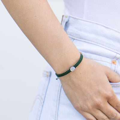 NOA - Hverdagens Helte Takke Armbånd, Unisex - Stål m. Grøn Nylon