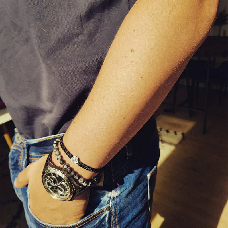 NOA - Hverdagens Helte Takke Armbånd Unisex - Stål m. Sort Nylon