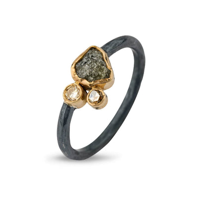 By Birdie Cecilie Ring Oxyderet Sølv m. 14 kt. Guld