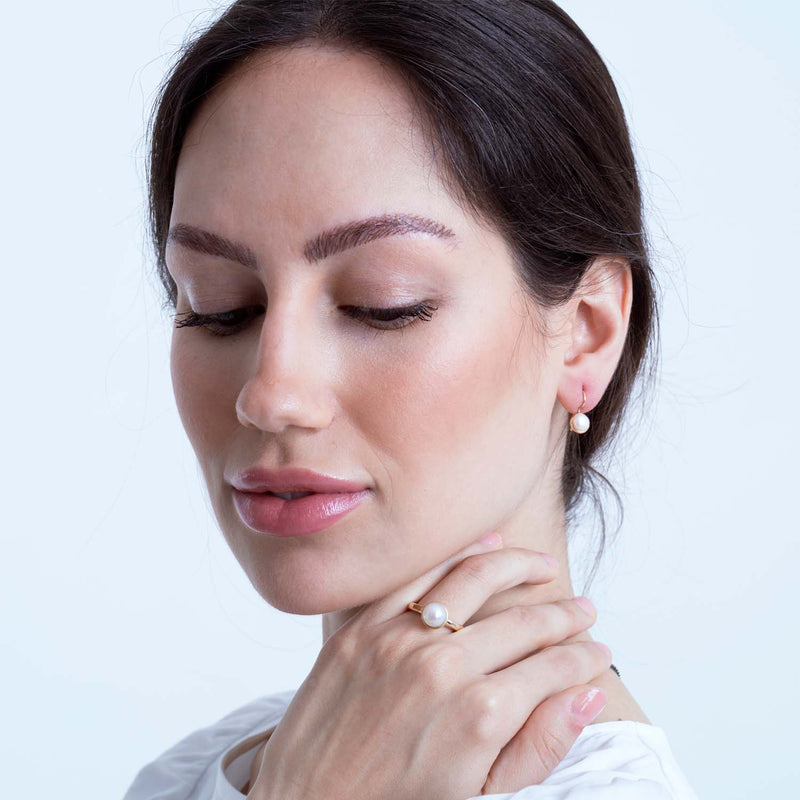 By Birdie Victoria Pearl Øreringe Guld 14 kt